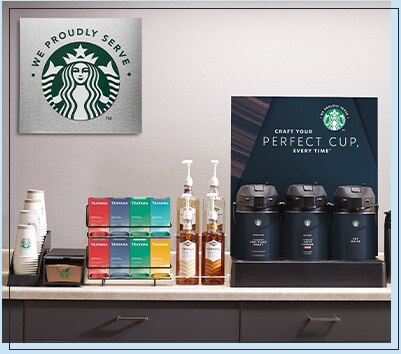 We Proudly Serve Starbucks Self Serve Coffee Machines