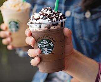 Starbucks Frappuccino in a We Proudly Serve Starbucks Cup